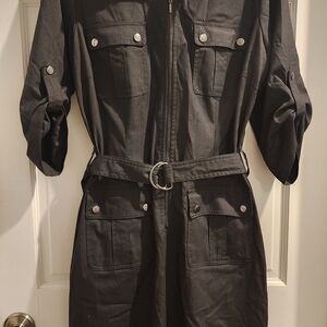 Sharagano Black Ribbed Jacket Dress